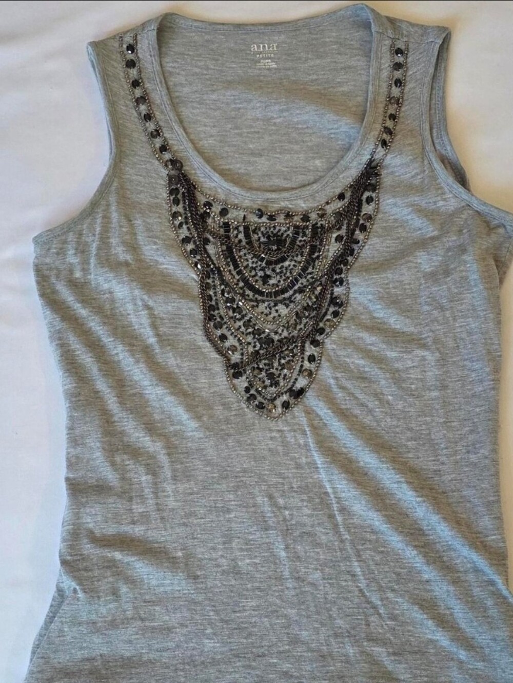 Y2K a.n.a Gray Embellished Scoop Neck Tank